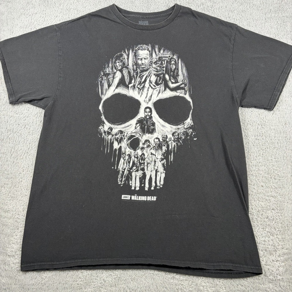 The Walking Dead TWD Character Skull Graphic Shirt Mens XL Black White Horror